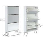Anderson Shoe Cabinet - 3 Door - White & Grey - Image 6