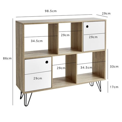 Outlet – Anderson cube storage unit - Oak effect with white cupboards