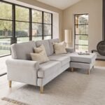 Annabelle Chaise Corner Sofa - Cloud Grey with Pale Oak Legs - Image 2