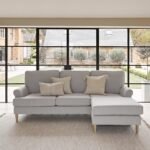 Annabelle Chaise Corner Sofa - Cloud Grey with Pale Oak Legs - Image 6