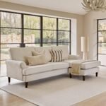 Outlet - Annabelle Corner Sofa With Chaise Natural Ivory With Dark Oak Legs