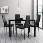 Anya Glass Dining Table Set - 4 Seater - Black