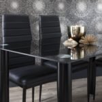 Outlet - Anya Glass Dining Table Set - 6 Seater - Anya Black Faux Leather Chairs - Image 2
