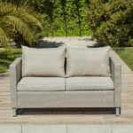 Aria 2 Seater Rattan Garden Sofa - Light Grey