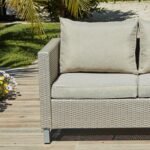 Aria 2 Seater Rattan Garden Sofa - Light Grey - Image 3
