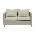 Aria 2 Seater Rattan Garden Sofa - Light Grey - Image 5