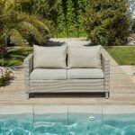 Aria 7 Seater Rattan Garden Sofa Set with Cream Lean Over Parasol - Light Grey - Image 6