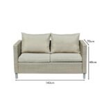 Aria 2 Seater Rattan Garden Sofa - Light Grey - Image 6