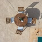 Ashby 4 Seater Round Wooden Garden Armchair Dining Set With Grey Parasol - 100cm - Image 9