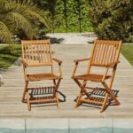 Ashby 4 Seater Wooden Rectangular Garden Armchair Dining Set with Grey LED Premium Parasol - 120cm - Image 5