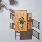 Ashby 4 Seater Wooden Rectangular Garden Armchair Dining Set with Cream LED Premium Parasol - 120cm - Image 6
