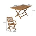 Ashby 4 Seater Wooden Rectangular Garden Armchair Dining Set with Grey LED Premium Parasol - 120cm - Image 10