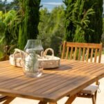 Ashby 4 Seater Wooden Rectangular Garden Dining Set with Grey Parasol - 120cm - Image 7