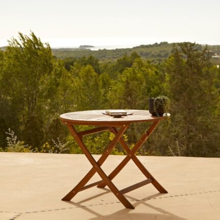 Ashby 4 Seater Wooden Round Folding Garden Dining Table - 100cm