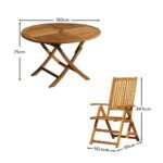 Ashby 6 Seater Round Wooden Garden Dining Set with Arms - 130cm - Image 13