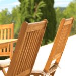 Ashby 6 Seater Round Wooden Garden Dining Set & Cream Parasol - 130cm - Image 8