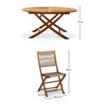 Ashby 6 Seater Wooden Round Garden Dining Set with 6 Cove Rope Chairs & Grey Parasol  - 130cm - Image 18