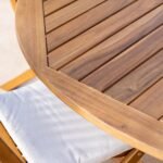 Ashby 6 Seater Round Wooden Garden Dining Set & Cream Parasol - 130cm - Image 4