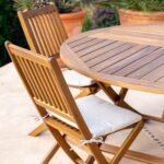 Ashby 6 Seater Round Wooden Garden Dining Set & Cream Parasol - 130cm - Image 3