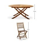 Ashby 8 Seater Wooden Round Garden Dining Set with 8 Cove Rope Chairs & Grey Parasol  - 160cm - Image 17