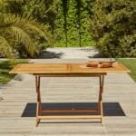 Ashby 6 Seater Wooden Rectangular Garden Dining Set with Cream LED Premium Parasol - 150cm - Image 2