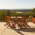 Ashby 6 Seater Round Wooden Garden Dining Set & Cream Parasol - 130cm - Image 2