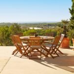 Ashby 8 Seater Wooden Round Folding Garden Dining Table - 160cm - Image 2