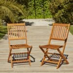 Outlet - Ashby Wooden Armless Garden Folding Chairs - Set of 2