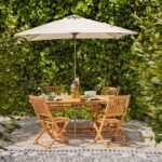 Ashby 4 Seater Wooden Rectangular Garden Dining Set with Cream Parasol - 120cm