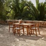 Aspen 4 Seater Wooden Extendable Garden Dining Set with Cushions - Cream LED Premium Parasol - Image 2
