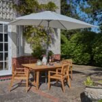 Aspen 4 Seater Wooden Garden Dining Set with Cream Parasol - 140cm to 200cm