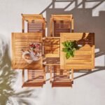 Aspen 4 Seater Wooden Garden Dining Set with Grey Parasol - 140cm to 200cm - Image 9