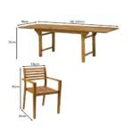 Aspen 6 Seater Wooden Garden Dining Set with Cream Parasol - 140cm to 200cm - Image 7