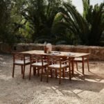 Aspen 6 Seater Wooden Extendable Garden Dining Set with Cushions - Grey LED Premium Parasol - Image 2