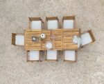 Aspen 8 Seater Wooden Garden Dining Set with Cushions & Grey LED Premium Parasol  - 160cm to 240cm - Image 11
