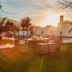 Aston 9 Seater Rattan Corner Sofa Set with Grey Lean Over Parasol with Polywood Table Top - Natural Brown - Image 2