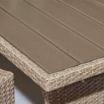 Aston 9 Seater Rattan Corner Sofa Set with Grey Lean Over Parasol with Polywood Table Top - Natural Brown - Image 3