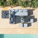 Aston 9 Seater Rattan Corner Sofa Set with Grey LED Premium Cantilever Parasol - Grey - Image 6