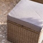 Aston 9 Seater Rattan Corner Sofa Set with Grey Lean Over Parasol with Glass Table Top - Natural Brown - Image 5