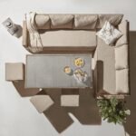 Aston 9 Seater Rattan Corner Sofa Set with Grey LED Premium Parasol with Glass Table Top - Natural Brown - Image 3