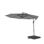 Aston 9 Seater Rattan Garden Corner Sofa Set with Grey Lean Over Parasol - Polywood Top - Grey - Image 8