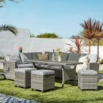 Aston 9 Seater Rattan Garden Corner Sofa Set with Cream LED Premium Parasol - Polywood Top - Grey - Image 4