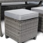 Aston 9 Seater Rattan Garden Corner Sofa Set with Grey LED Premium Parasol - Polywood Top - Grey - Image 8