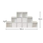 Cara 12 Cube Bookcase Ladder Storage Unit - Chalk White - Two 6 Cube Units - White Basket - Image 11
