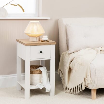 Bampton 1 Drawer Bedside Table - Alabaster White