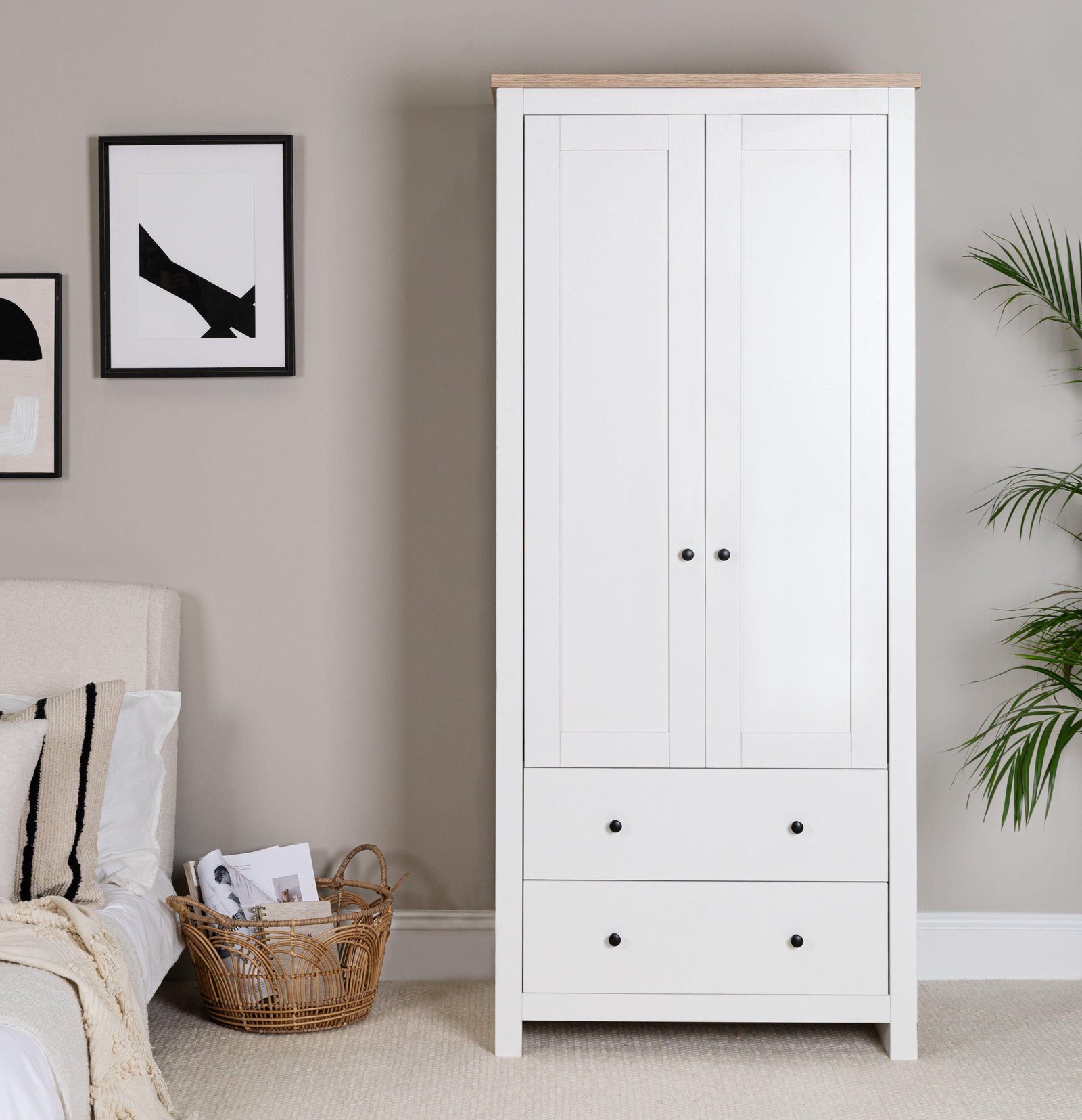 bampton-2-door-tall-wardrobe-alabaster-white-laura-james-1 Bampton Double Wardrobe - Alabaster White