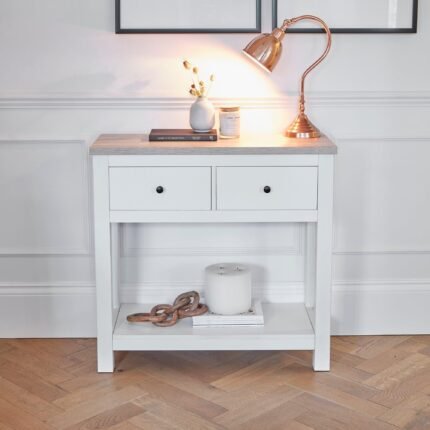 Bampton Alabaster White 2 Drawer Console Table