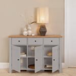 Bampton 3 Door Sideboard - Stone Grey - Image 2