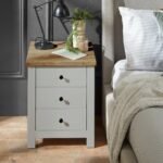 Bampton 3 Drawer Bedside Table - Stone Grey - Image 2