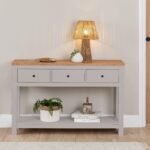 Outlet - Bampton 3 Drawer Console Table - Stone Grey